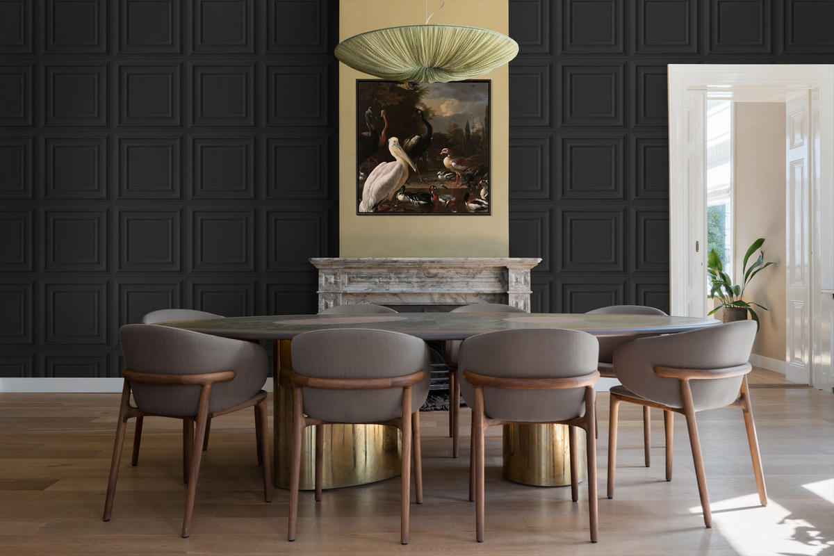 TAPETE Holzwandverkleidung 53 cm x 10.05 m - Schwarz, Papier (53/1000cm) - Origin Wallcoverings