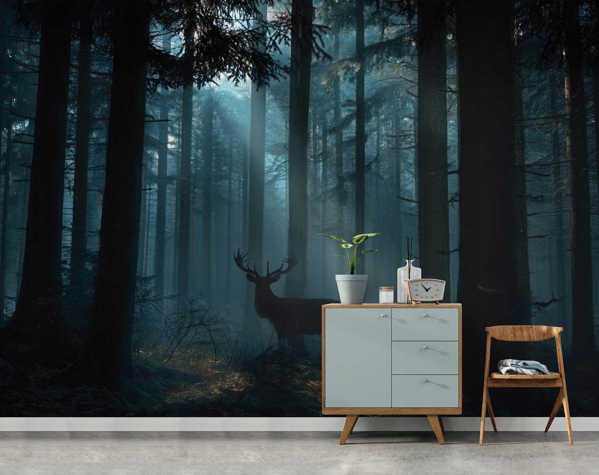 FOTOTAPETE Wald Reh Grün 200x140 cm - Multicolor, Papier (200/140cm) - Wallarena