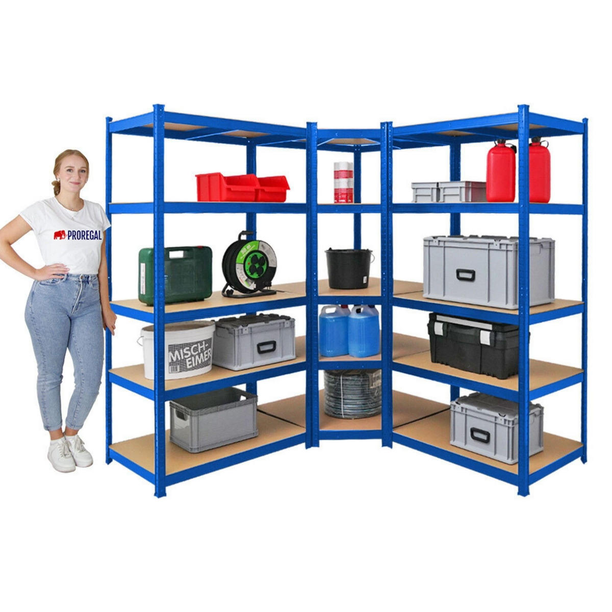 ECKREGAL Ragnar 2er-Set mit Schwerlastregal Taurus 180x180x60 cm Fachlast 175 kg Blau - Blau, Metall (90/180/60cm) - PROREGAL