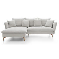 ECKSOFA Savona L-Form 260 cm, Cordstoff, Links, Vanille - Ecru, Holz (258/167cm) - Emporius