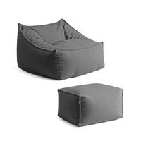 SITZSACK Bouclé Snug mit Hocker - Anthrazit, Textil (150/75/60cm) - Mokebo