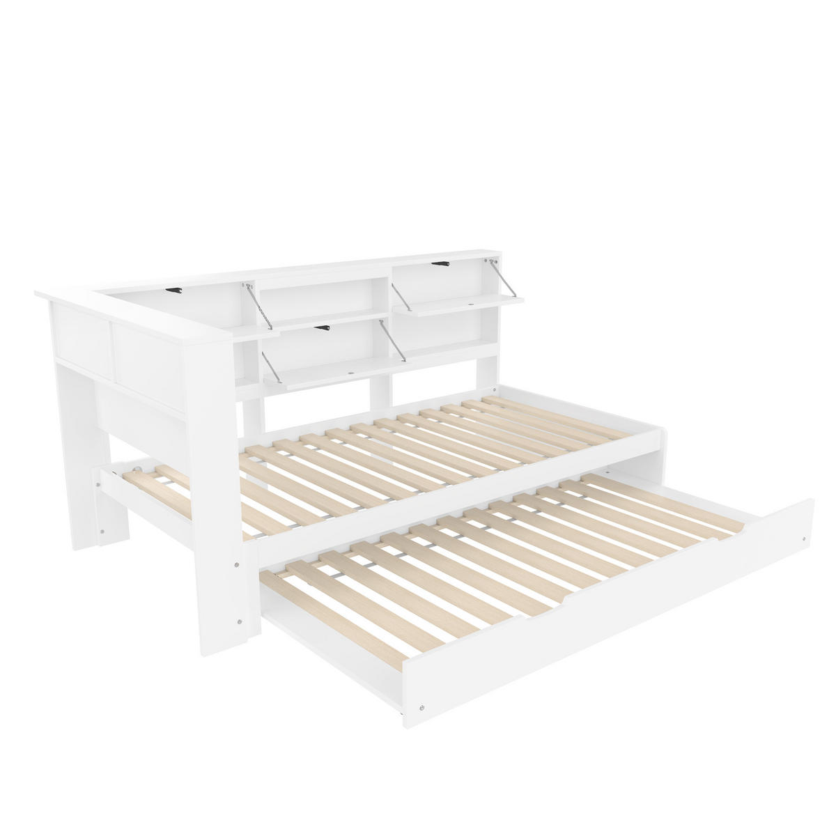 SCHLAFSOFA 90/200 cm & 90/190 cm in Weiß mit Regal, USB und Type-C - Weiß, Holz/Holzwerkstoff (90/200cm) - WISHDOR