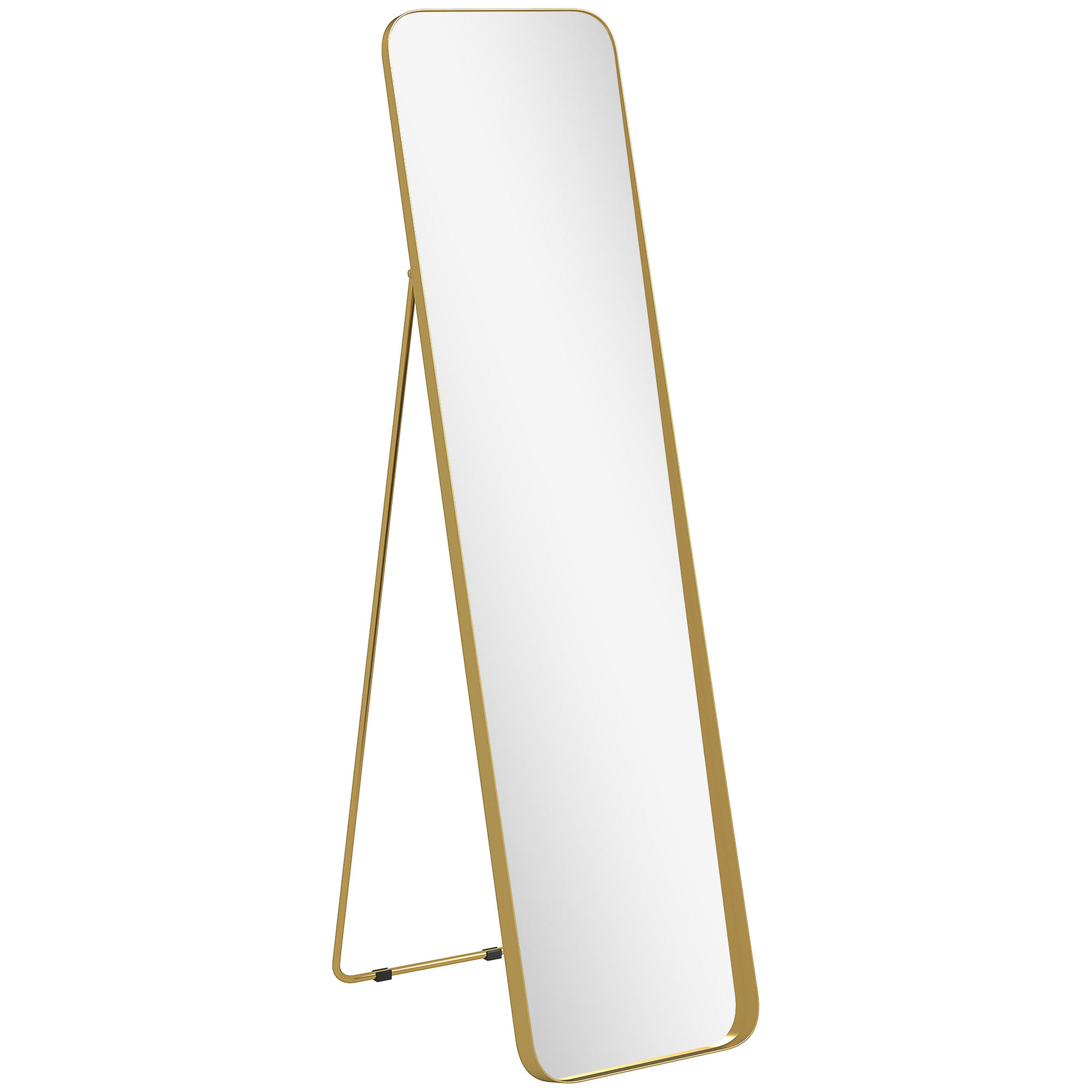 GANZKÖRPERSPIEGEL 160 x 40 cm Gewölbter Standspiegel mit Bruchsichere Glas - Goldfarben, Metall (6/160/40cm) - HOMCOM