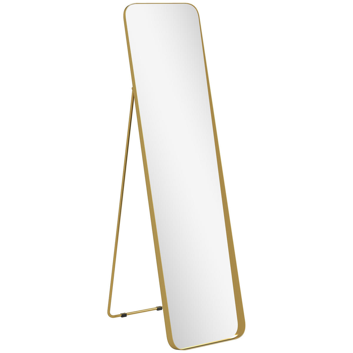 GANZKÖRPERSPIEGEL 160 x 40 cm Gewölbter Standspiegel mit Bruchsichere Glas - Goldfarben, Metall (6/160/40cm) - HOMCOM