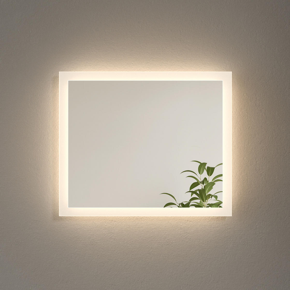 BADSPIEGEL mit Antibeschlag Beleuchtung 60/50/3,5 cm - Weiß, Glas (50/3.5/60cm) - EMKE