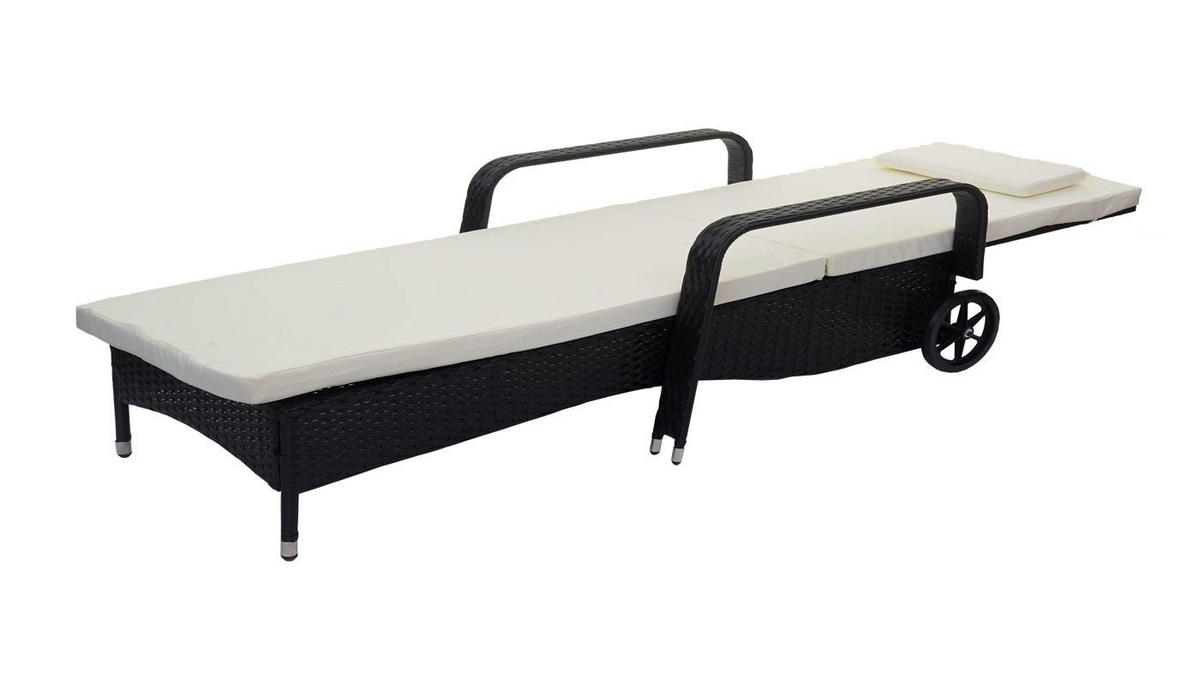 POLY-RATTAN SONNENLIEGE Anthrazit, Beige - Anthrazit/Beige, Kunststoff (71/108/197cm) - MCW