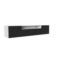 LOWBOARD Noa, Hängender TV-Schrank mit Push-to-Open System, weiß+schwarz - Schwarz/Weiß, Holzwerkstoff (200/41/40cm) - AN-Moebel 4u