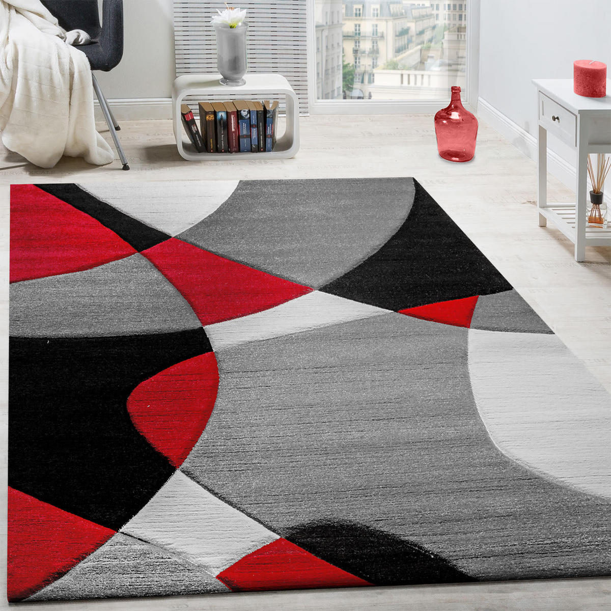 KURZFLOR-TEPPICH DIAMOND 664 ROT 60X110 - Rot, Kunststoff (60/110cm) - Paco Home