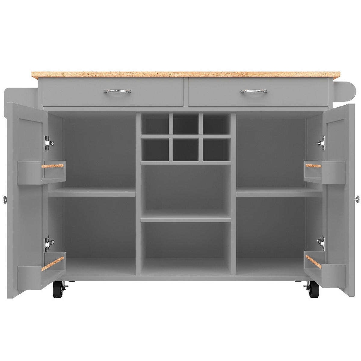 KÜCHENINSEL MIT ROLLEN, Multifunktionaler Buffetschrank, MDF/Metall, Grau-Holzoptik, Küche & Esszimmer, 102/45/92 cm - Grau, Kunststoff (45/92/102cm) - Rolipo