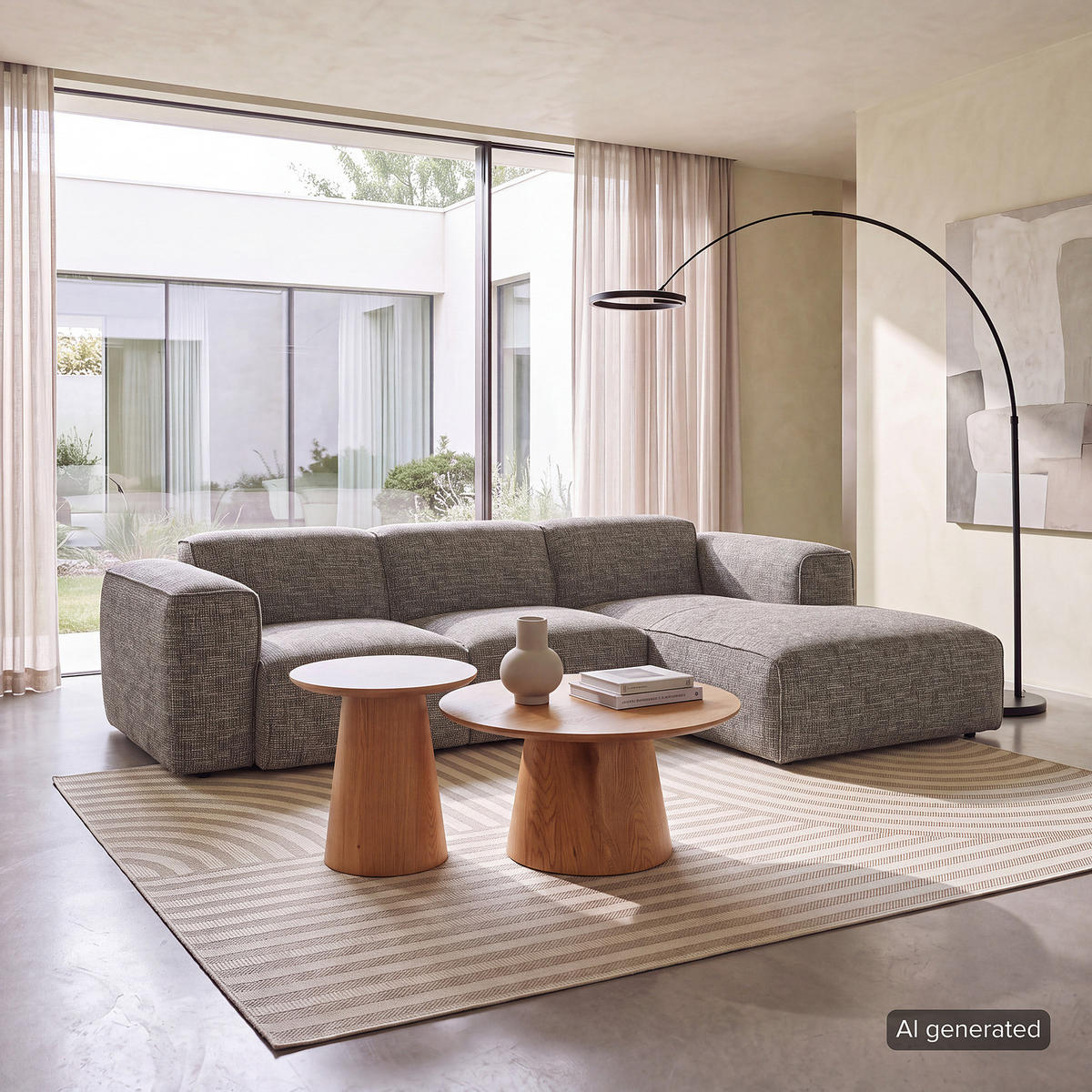 3-SITZER ECKSOFA mit Longchair - Schwarz/Grau, Kunststoff/Textil (251/173cm) - home24