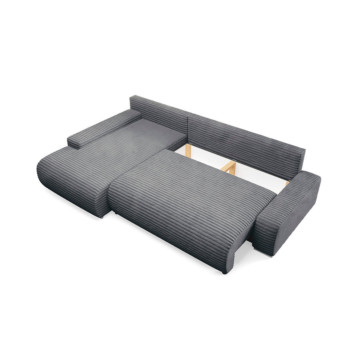 ECKSOFA Ivana 3 Sitzplätze Dunkelgrau - Grau, Holz (265/172cm) - Petits-meubles