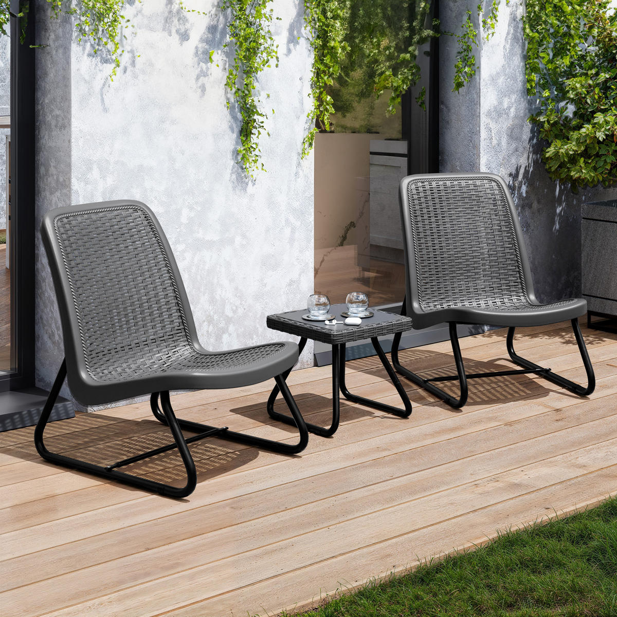 SITZGRUPPE Modica,Belastbarkeit Stuhl 120 kg, Schraubfüße,grau - Grau, Naturmaterialien/Textil - tectake