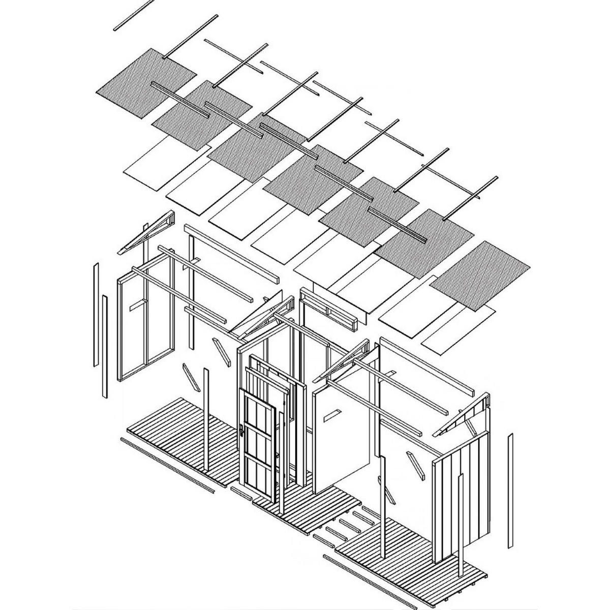 TIMBELA M986-CAVERN STEEL Dvojitý Prístrešok na Drevo s Úložným Priestorom 6,49 m², dve zóny na palivové drevo s celkovou kapacitou ~8,8 m³ - sivá, drevo (118/220/550cm) - Timbela