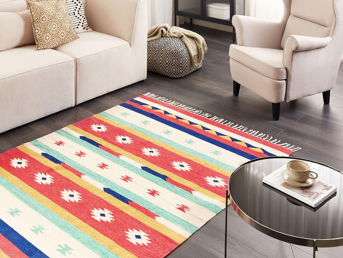 KELIM-TEPPICH Margara 200/140 cm - Multicolor, Textil (140/200cm) - Beliani