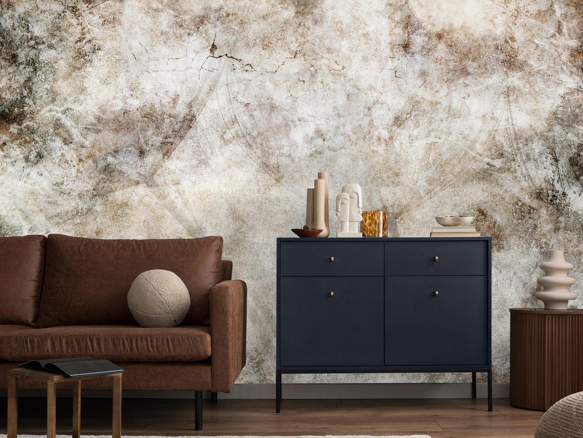 FOTOTAPETE Löwenzahnsamen Beton Retro Stil 150x105 - Beige/Braun, Papier (150/105cm) - Muralo