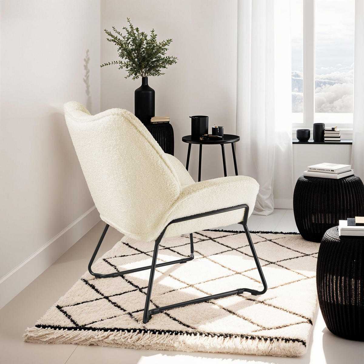 SESSEL Kjeld,73 x 72 x 81 cm,creme-weiß - Creme/Weiß, Kunststoff (73/81/72cm) - tectake