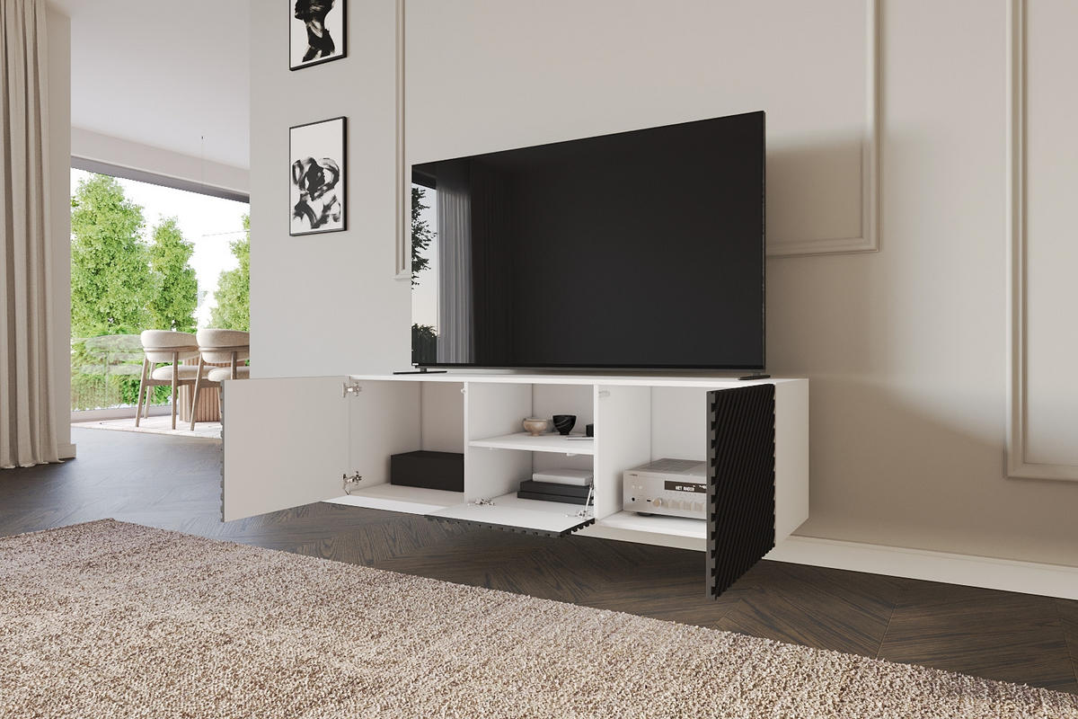 LOWBOARD ZENO-W 140x40x41 cm - Weiß / Schwarz - Schwarz, Holzwerkstoff (140/40/41cm) - ALTDECOR