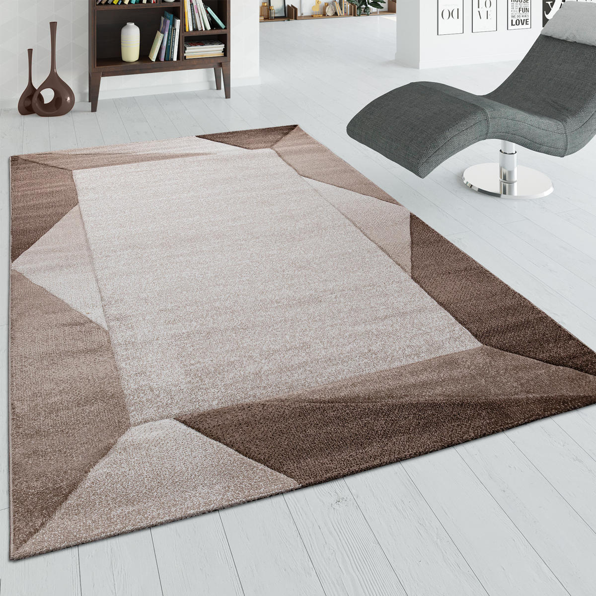 KURZFLORTEPPICH 60/110 cm Diamond 677 - Braun, Textil (60/110cm) - Paco Home
