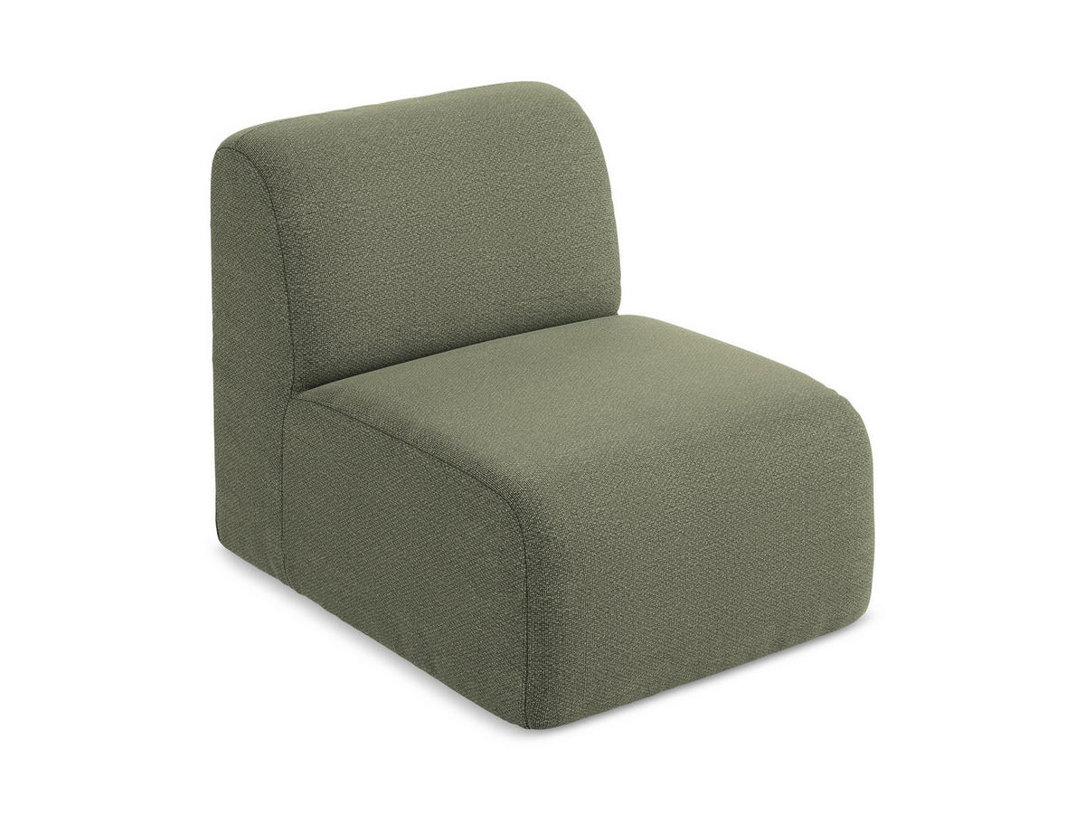 SOFAELEMENT Bouclé Stoff Grün - Schwarz/Olivgrün, Holzwerkstoff/Kunststoff (70/75/94cm) - Makamii
