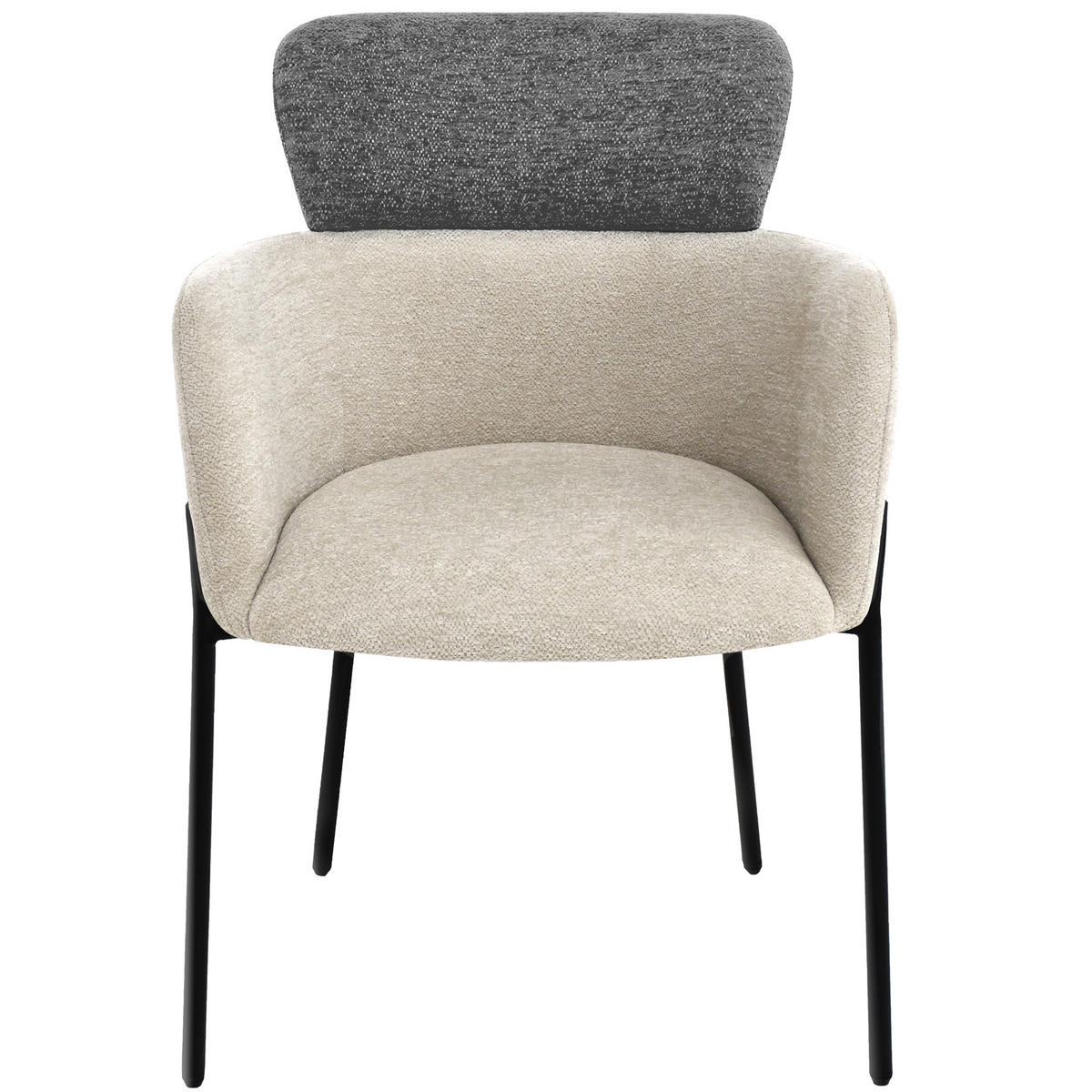 ARMLEHNENSTUHL Osmo mit Metallbeinen, Bouclé-Stoff, Dunkelbeige+Grau - Beige/Schwarz, Textil/Metall (60/85/57cm) - Beautysofa