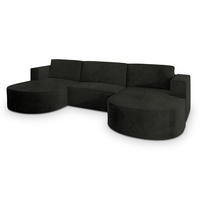 ROHOVÁ SEDAČKA VEZZO černá - šedá/černá, dřevo/textil (347/174cm) - MASSENO