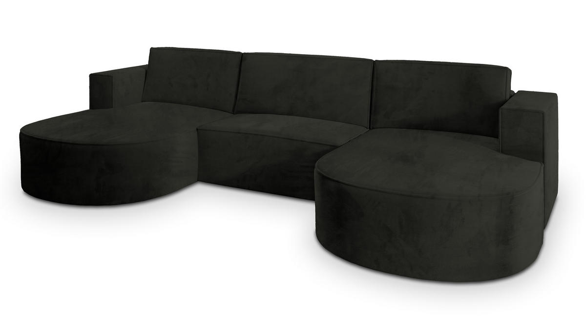 ROHOVÁ SEDAČKA VEZZO černá - šedá/černá, dřevo/textil (347/174cm) - MASSENO