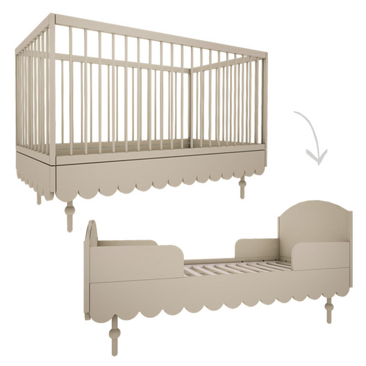 POKOJ PRO MIMINKO 2DÍLNÝ Babushka Olive - zelená barva, kompozitní dřevo (145/99/75cm) - Petits-meubles