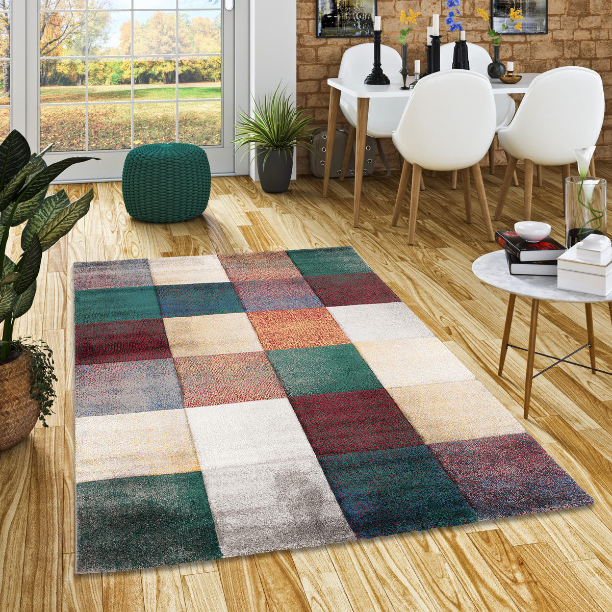 DESIGNER TEPPICH MAUI ROST KARO - Grün, Textil (120/170cm) - Pergamon