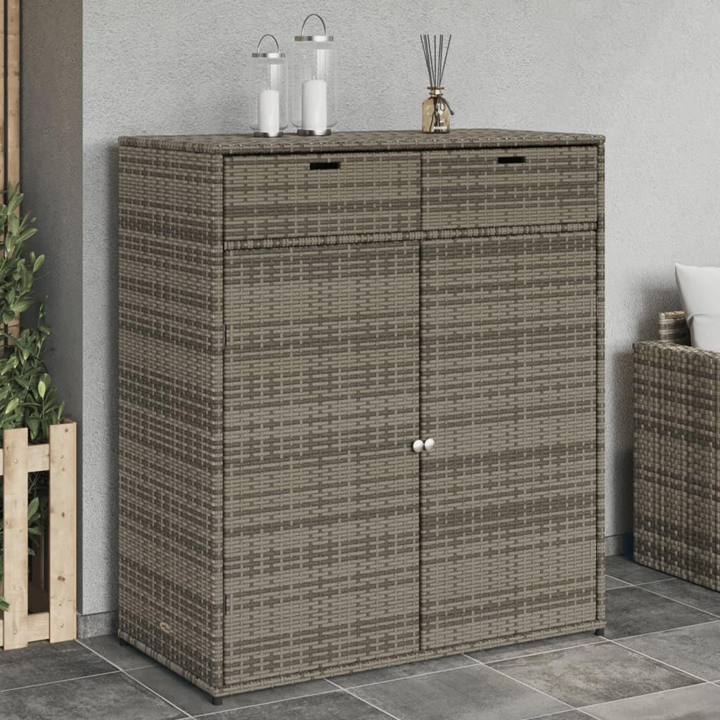 GARTENSCHRANK Grau 105x55x113 cm Poly Rattan - Grau, Kunststoff (105/113/55cm) - furnicato