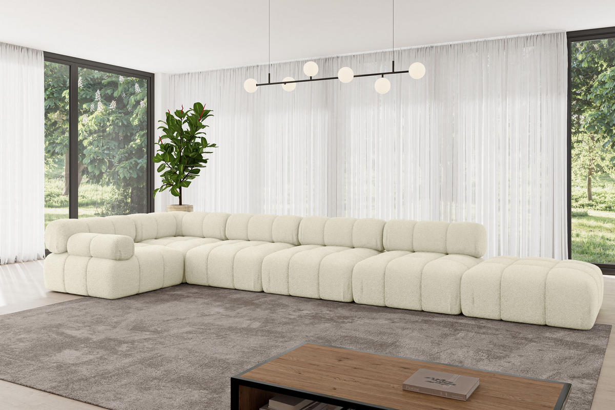 ECKSOFA modulares Sofa Felto-L3 - 475x190x70 cm Beige Bouclé - Beige, Holzwerkstoff/Textil (475/190cm) - ALTDECOR