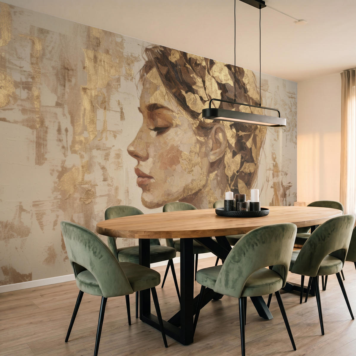 TAPETE - Frau - Gold - Abstrakt - Textur - 400x220 cm - Goldfarben, Papier (400/220cm) - OnlyWow