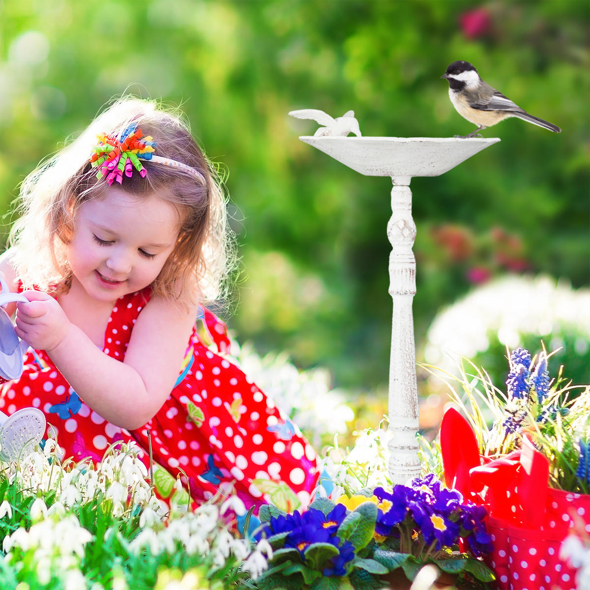 VOGELTRÄNKE - Weiß, Metall (20/40/18cm) - Relaxdays