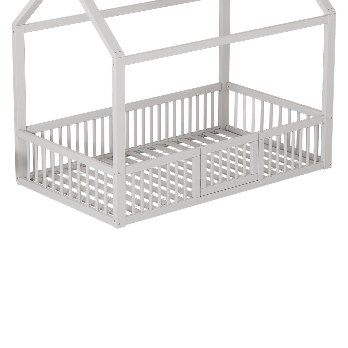 MASSIVHOLZBETT 90x200cm Weiß Doppelbett Hausbett mit Türchen - Weiß, Holz (90/200cm) - FLIEKS