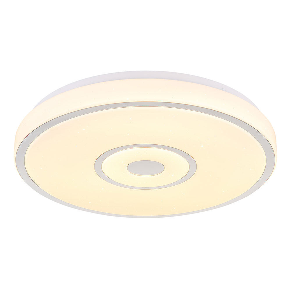 LED DECKENLEUCHTE ASTANIA, Metall, Weiß, Sternen-Effekt - Weiß, Metall (38/38/6.5cm) - Globo Lighting