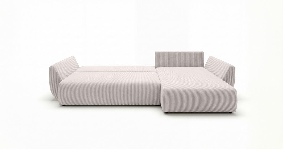 ECKSOFA SYDNEY rechts weiß Cord Poso 100 - Schlaffunktion, Bettkasten - Weiß, Textil (174/280cm) - Cornero