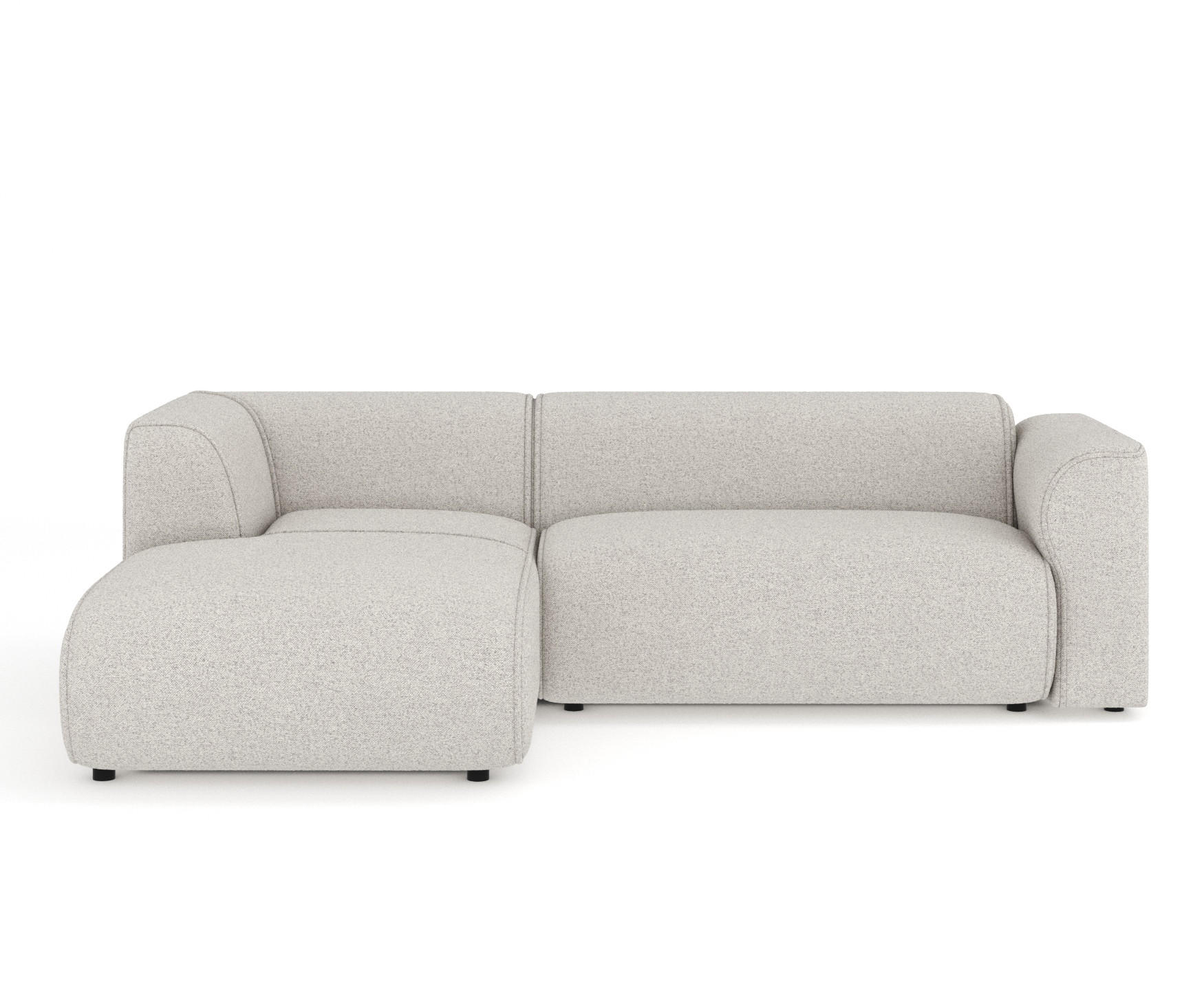 ECKSOFA Melani Beige Webstoff - Beige/Schwarz, Holz/Holzwerkstoff (253/153cm) - Maison de Reve