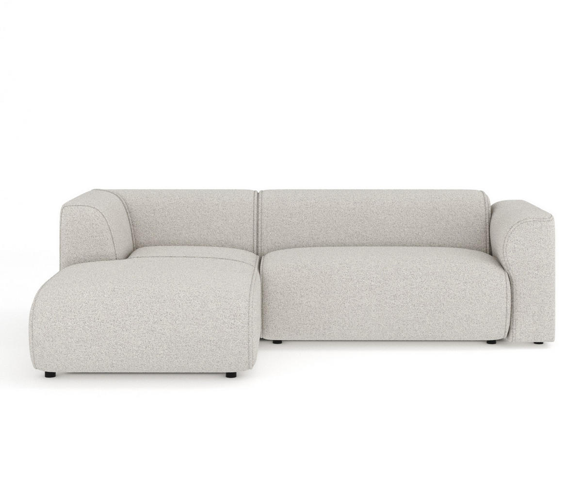 ECKSOFA Melani Beige Webstoff - Beige/Schwarz, Holz/Holzwerkstoff (253/153cm) - Maison de Reve