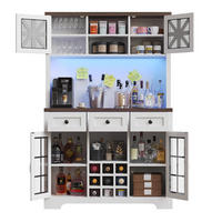 BUFFET 120/40/180 cm Weiß aus MDF und Glas mit LED - Weiß, Holzwerkstoff (120/180/40cm) - OKWISH