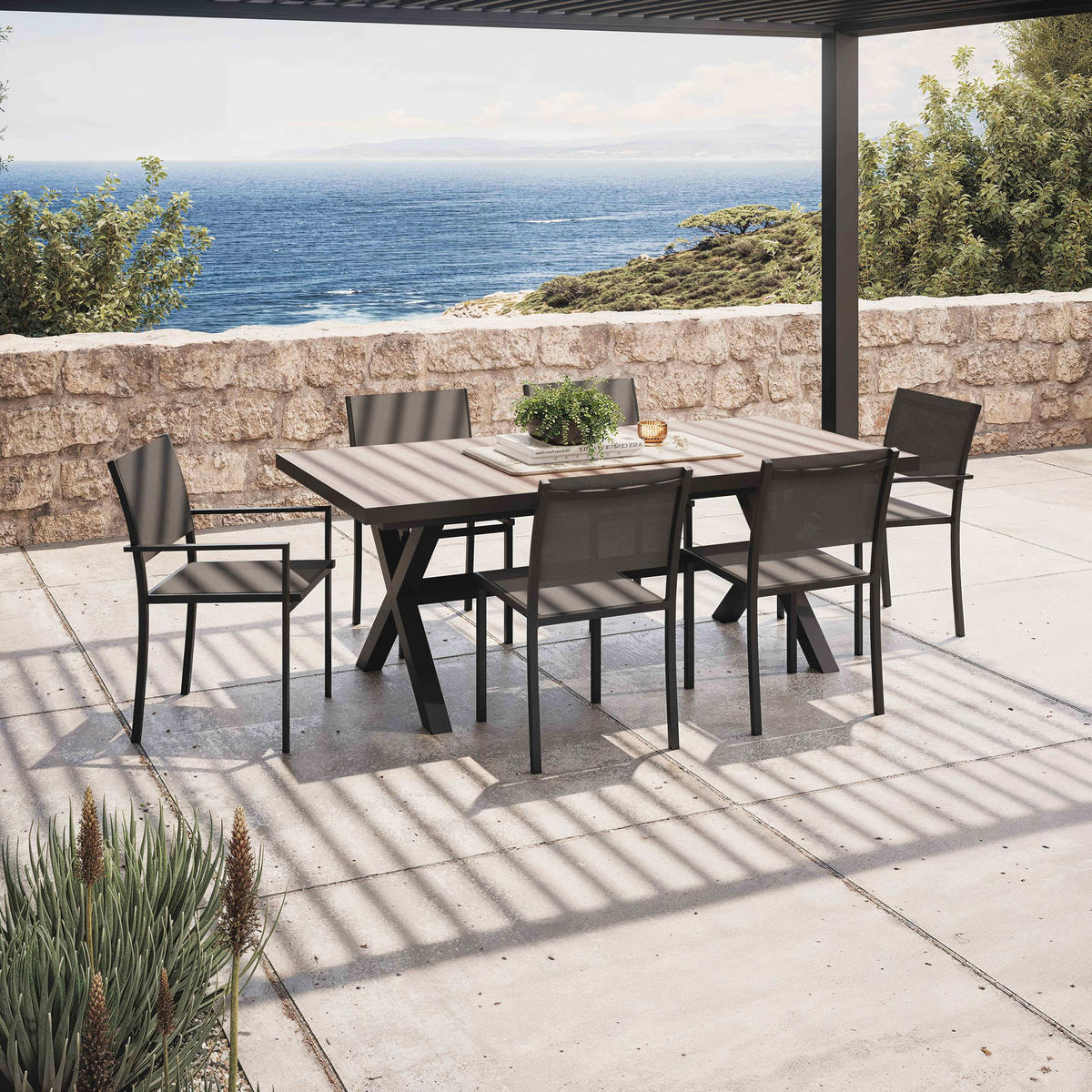 GARTENSET 11-tlg., Braun/Grau - Braun, Metall - Oviala
