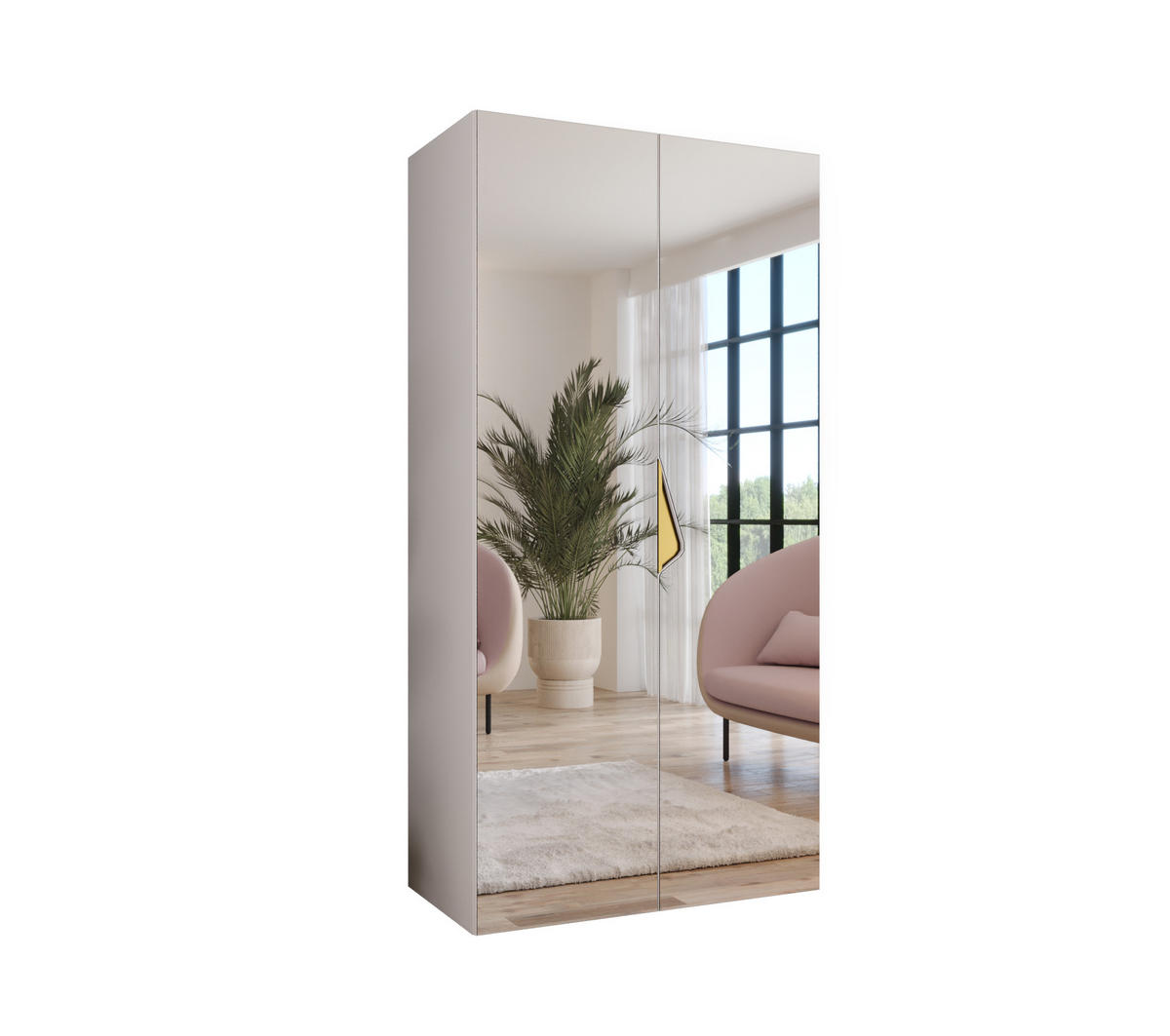 DREHTÜRENSCHRANK 202/100/52 2-türig - Goldfarben/Weiß, Holz/Metall (100/202/52cm) - Abiks Möbel