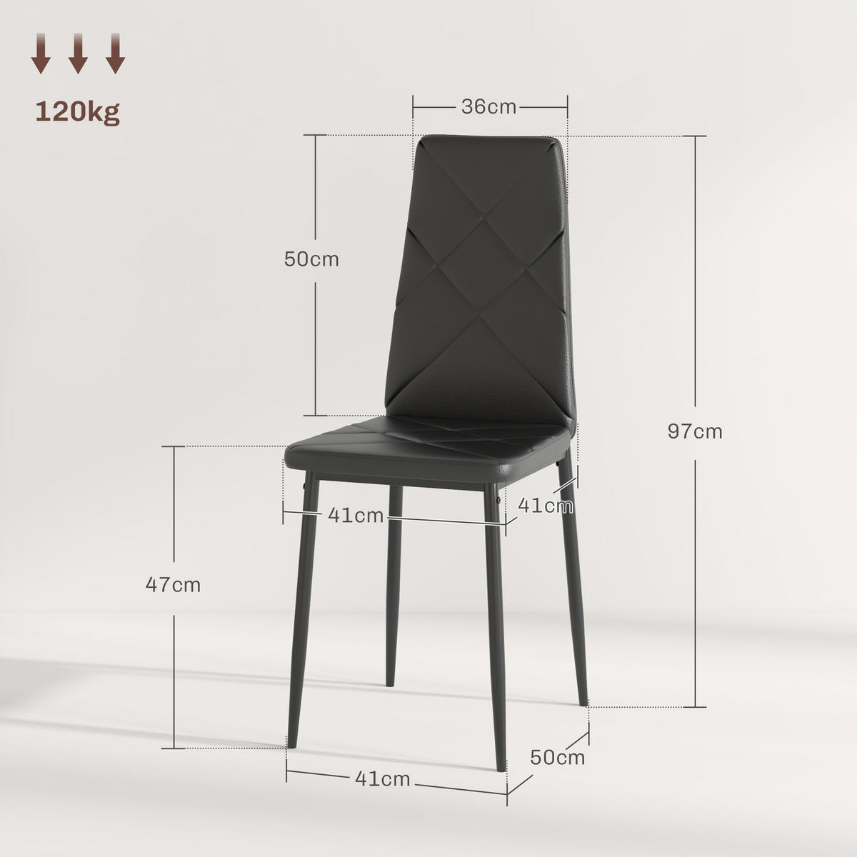 STÜHLE Schwarz 2 Stück - Schwarz, Leder (41/97/50cm) - GiPP