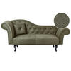CHAISELONGUE Samtstoff olivgrün links Lattes - Dunkelbraun/Grün, Textil (192/81/59cm) - Beliani