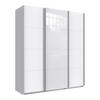 SCHWEBETÜRENSCHRANK 3-türig in Weiß, eine Tür mit Glasfront Weiß, B180/H208/T64 cm / 22514 - Weiß Hochglanz/Weiß, Holzwerkstoff/Metall (180/208/64cm) - luma-home