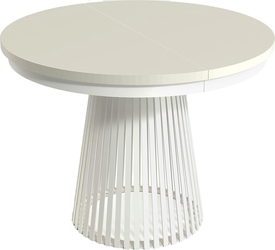 ESSTISCH Scala runder ausziehbarer, Beige Kaschmir 100-180/100/75 cm - Kaschmir/Weiß, Holzwerkstoff/Metall (100/100/75cm) - WFL GROUP