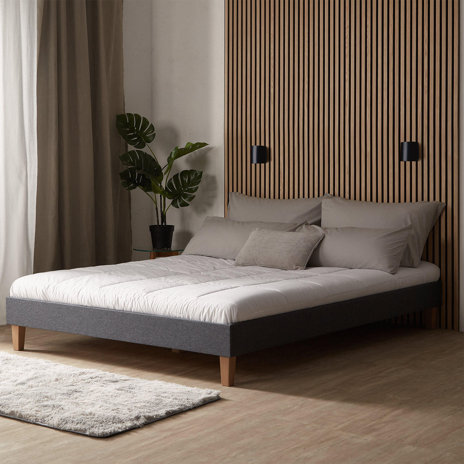POLSTERBETT mit Lattenrost 160/200 cm in Grau - Grau, Textil (160/200cm) - Homestyle4u