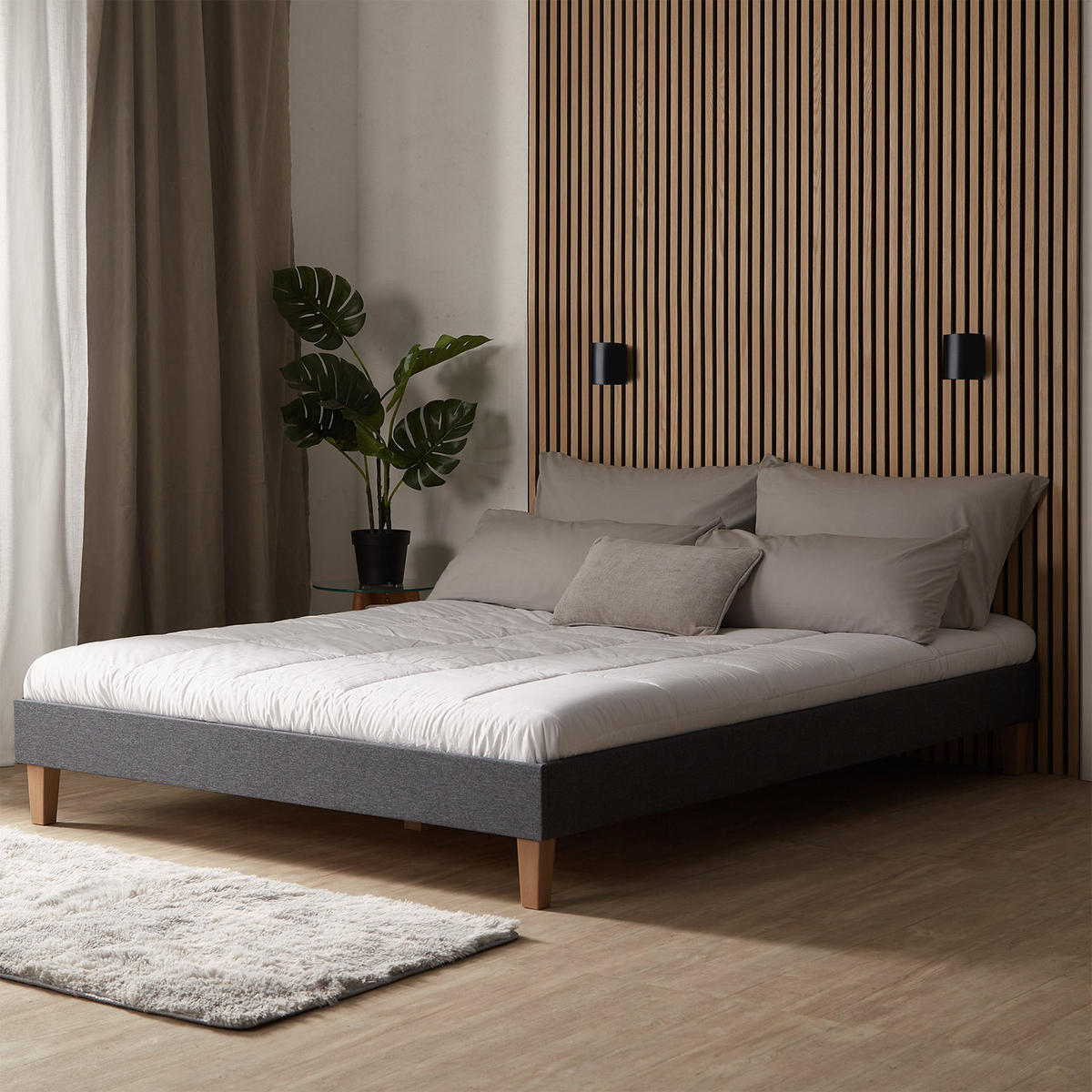 POLSTERBETT mit Lattenrost 160/200 cm in Grau - Grau, Textil (160/200cm) - Homestyle4u