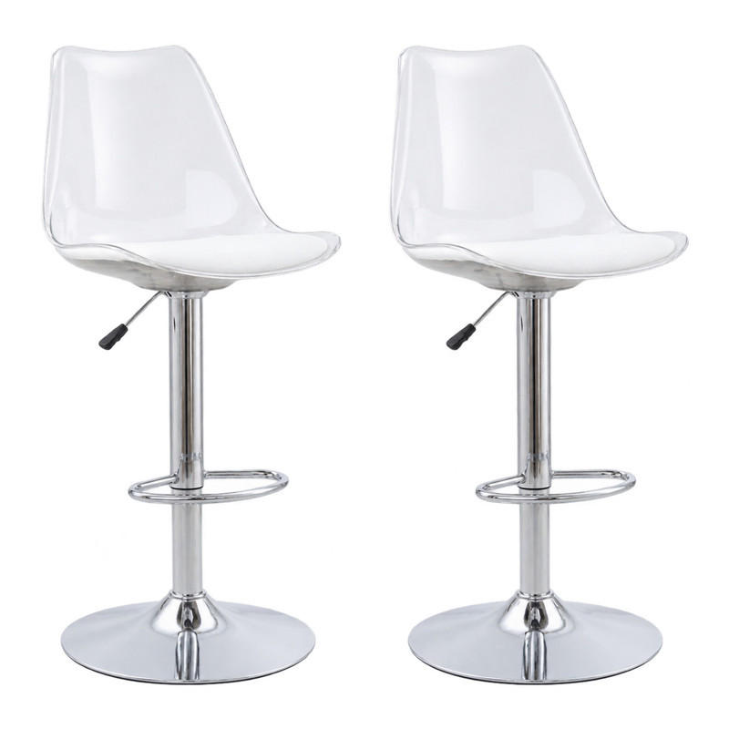 BARHOCKER höhenverstellbar 2er-Set Transparent Silber - Silberfarben, Metall (53.3/120/45.7cm) - Meubliv