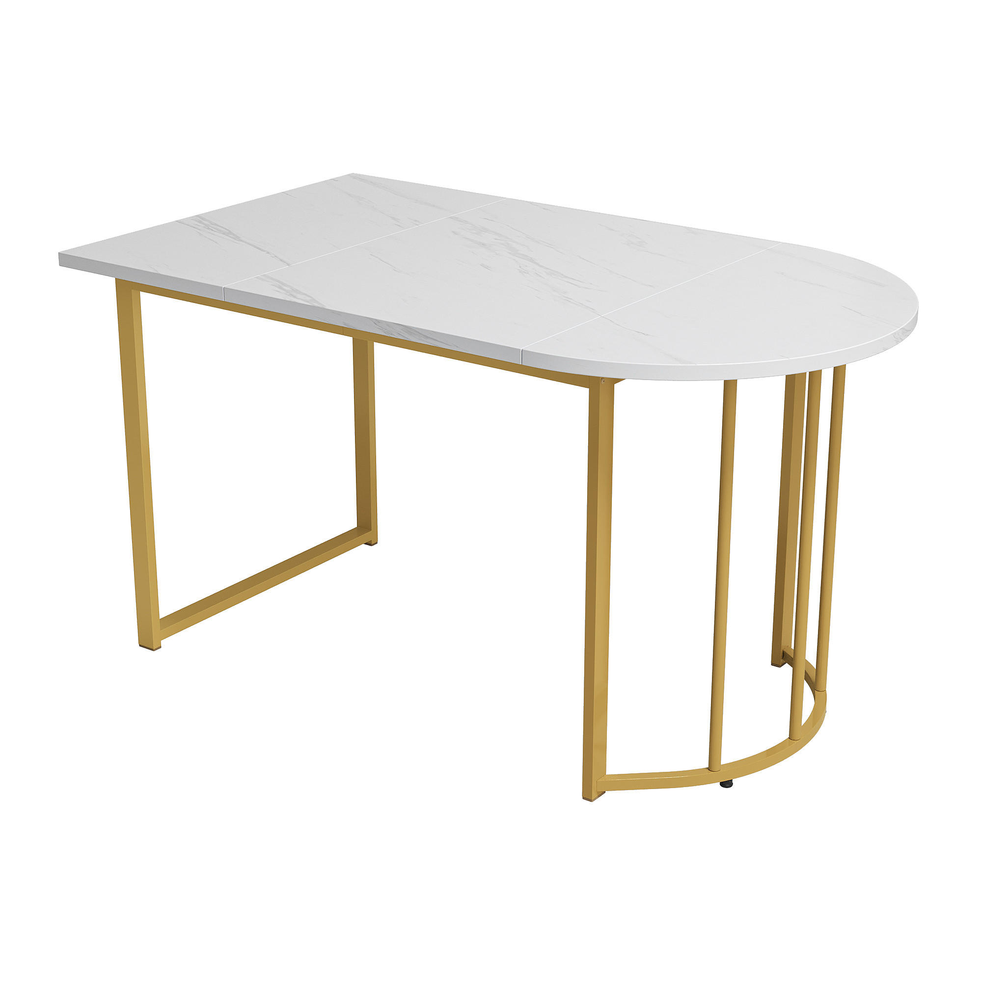 ESSTISCH Weiß und Golden 138.9/80/75 cm - Weiß, Holzwerkstoff/Metall (138.9/80/75cm) - Urban Meuble