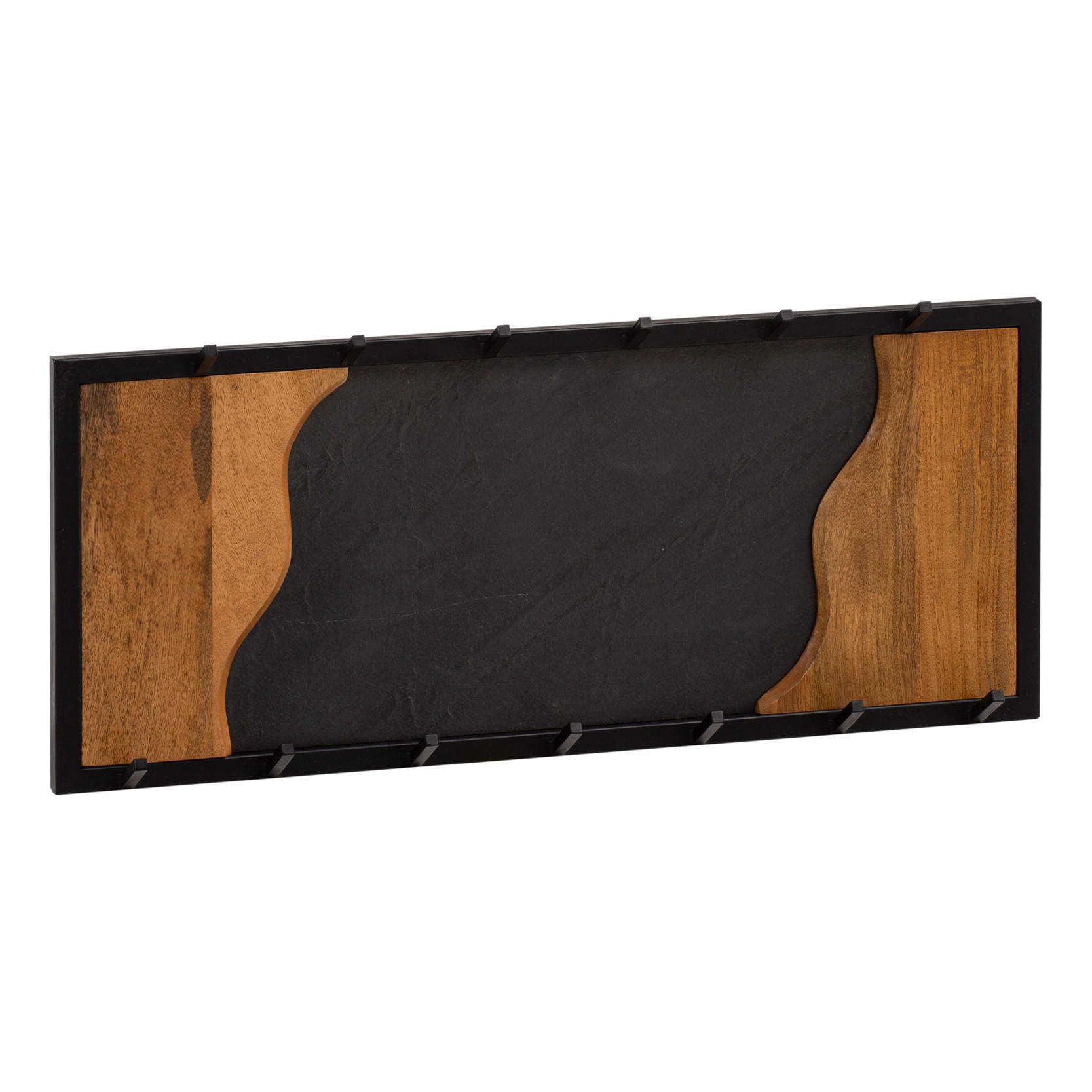 WANDGARDEROBE Mango Massivholz Steinoptik Modern 80x36x6 cm mit Wellenmuster - Schwarz, Holz (80/36/6cm) - KADIMA DESIGN