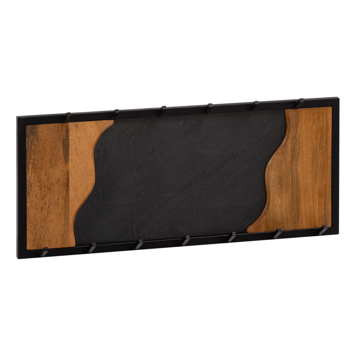 WANDGARDEROBE Mango Massivholz Steinoptik Modern 80x36x6 cm mit Wellenmuster - Schwarz, Holz (80/36/6cm) - KADIMA DESIGN